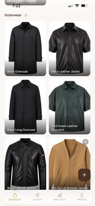Approved clothing grid used as outfit input